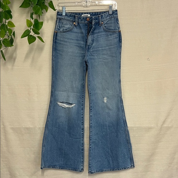 Wrangler Denim - Wrangler Distressed Blue Wide Leg Jeans